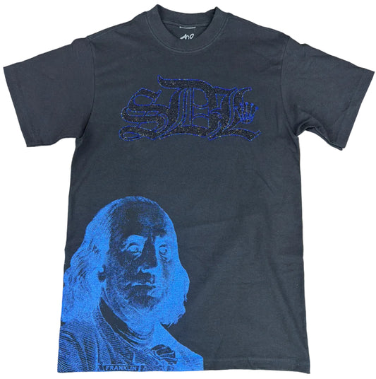 Skys Da Limit Blue Rhinestone Crown Black T-Shirt