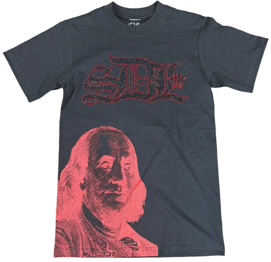 Skys Da Limit Red Rhinestone Crown Black T-Shirt