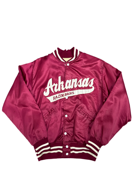 1990's Satin Arkansas Razorback Bomber Jacket