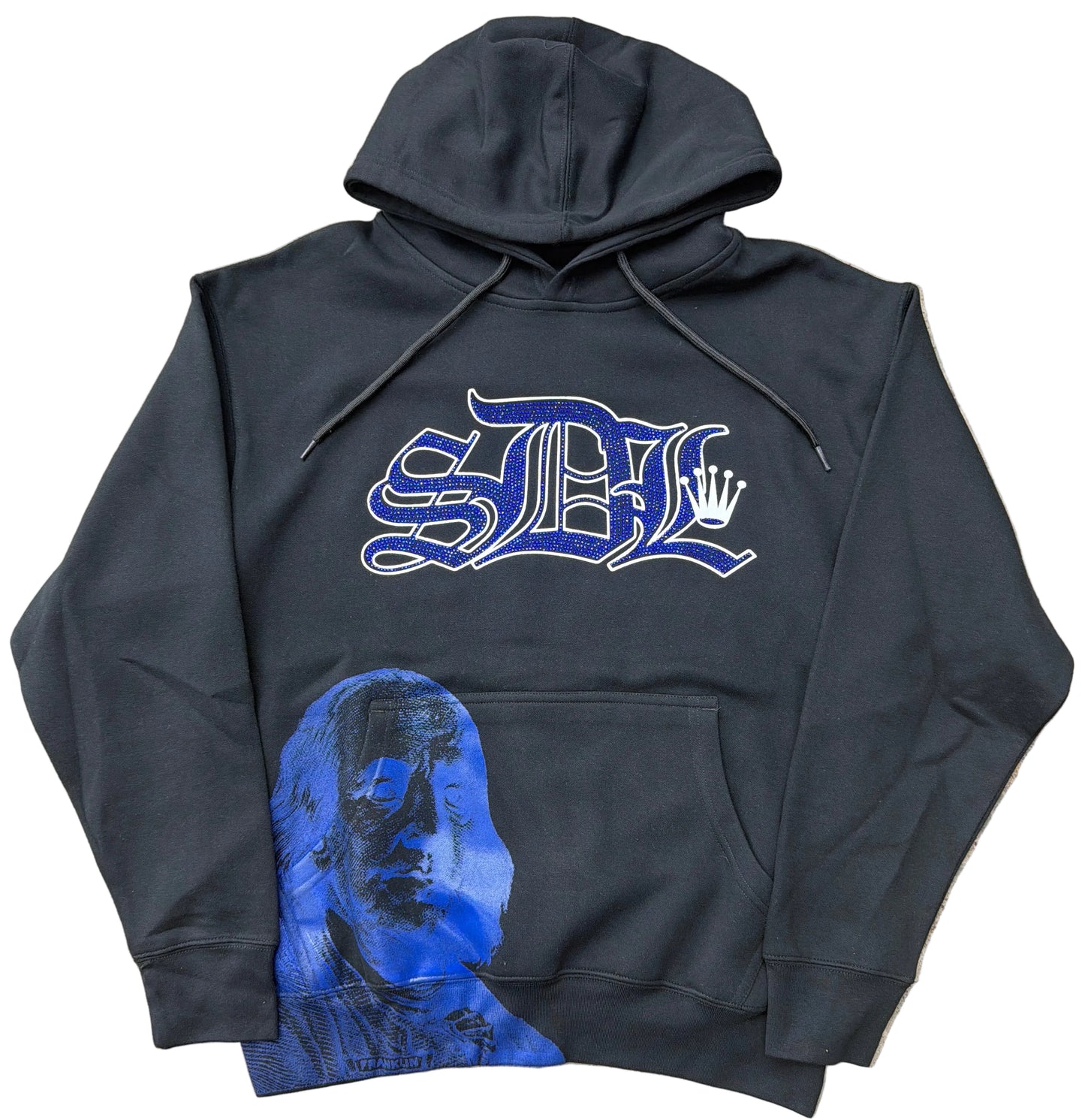 Skys Da Limit Rhinestone Black/White/Blue Hoodie