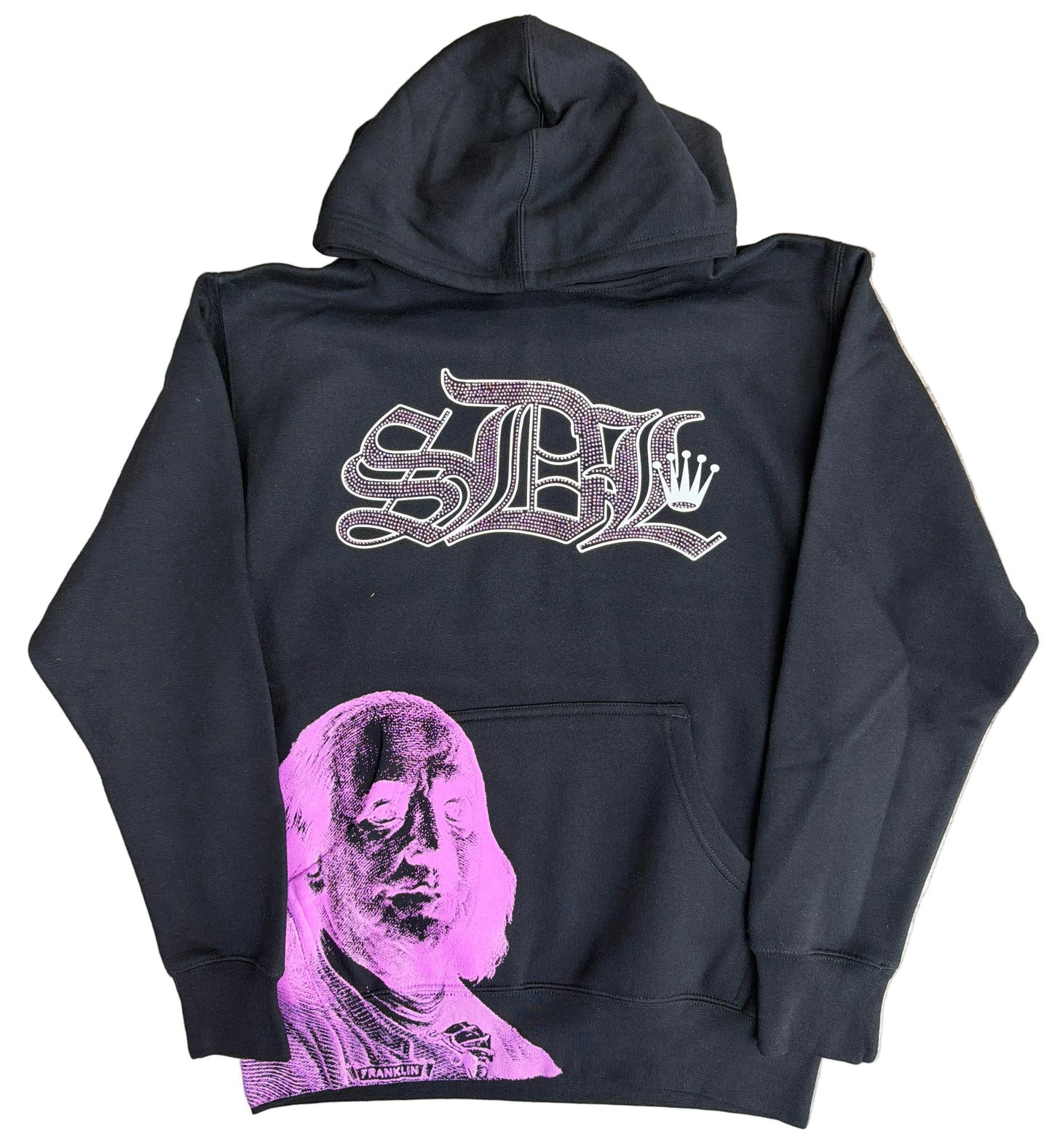 Skys Da Limit Rhinestone Black/White/Pink Hoodie