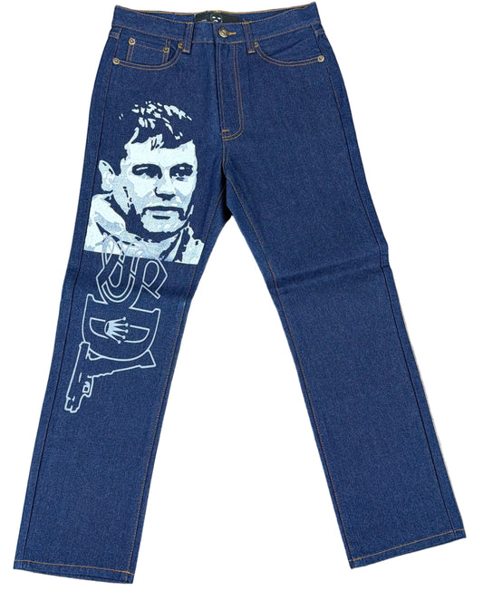 Skys Da Limit White/Grey Chapo Dark Denim Jeans