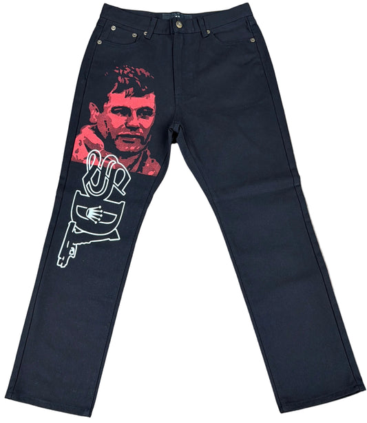 Skys Da Limit Red/White Chapo Jet Black Jeans