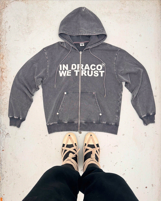 In Draco We Trust Zip Up Acid Charcoal