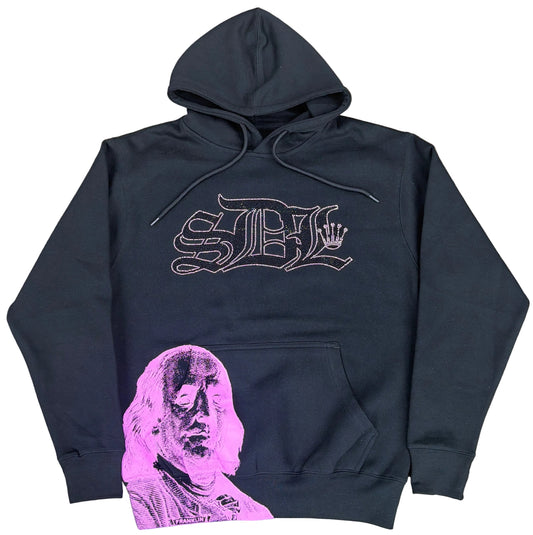 Skys Da Limit Pink Rhinestone Crown Grey Hoodie