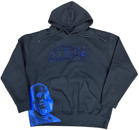 Skys Da Limit Blue Rhinestone Crown Black Hoodie