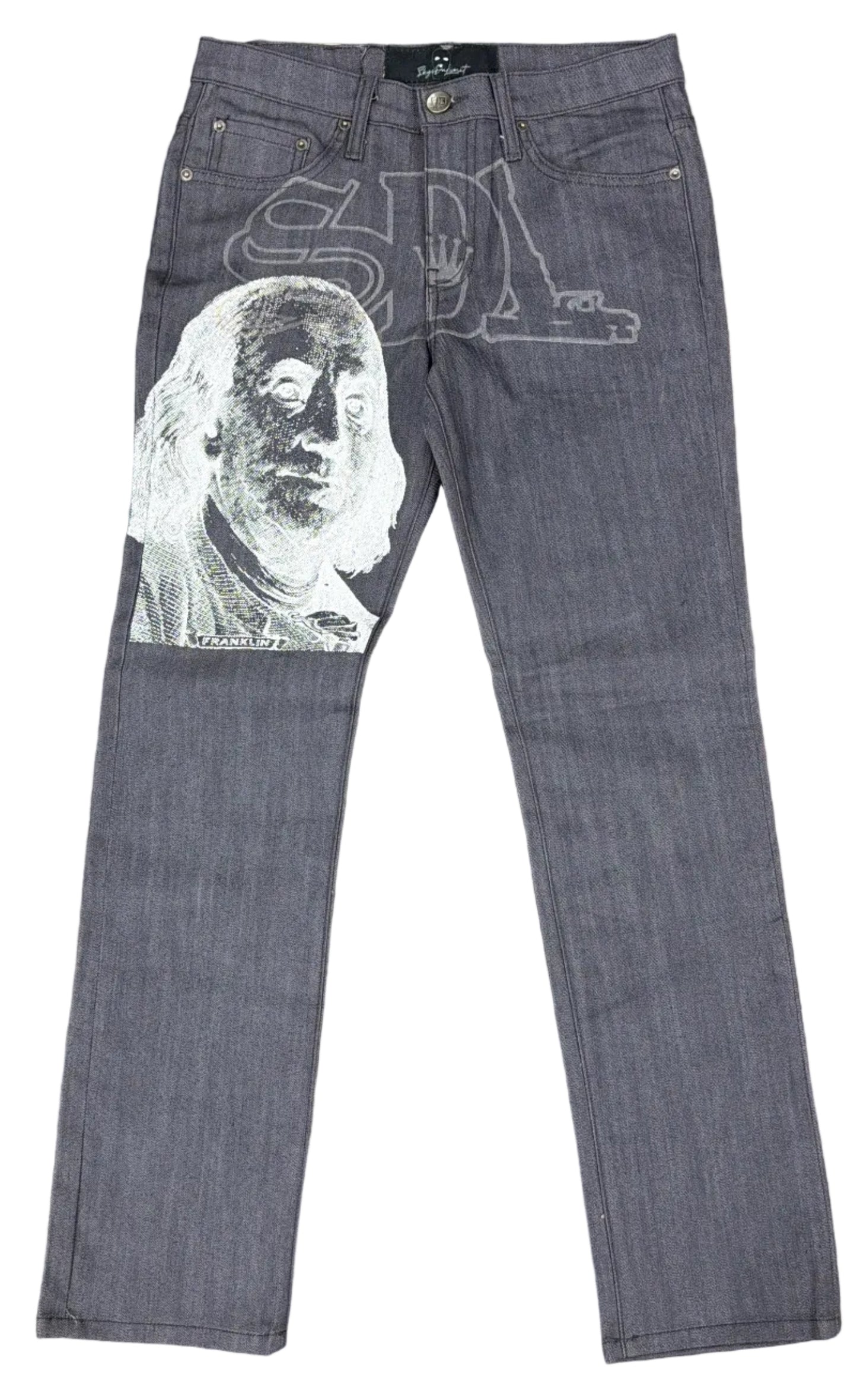 Skys Da Limit White/Grey Benjamin Grey Denim Jeans