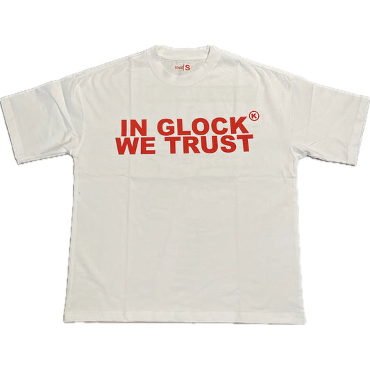 In Glock We Trust Oversized Tee White/Red