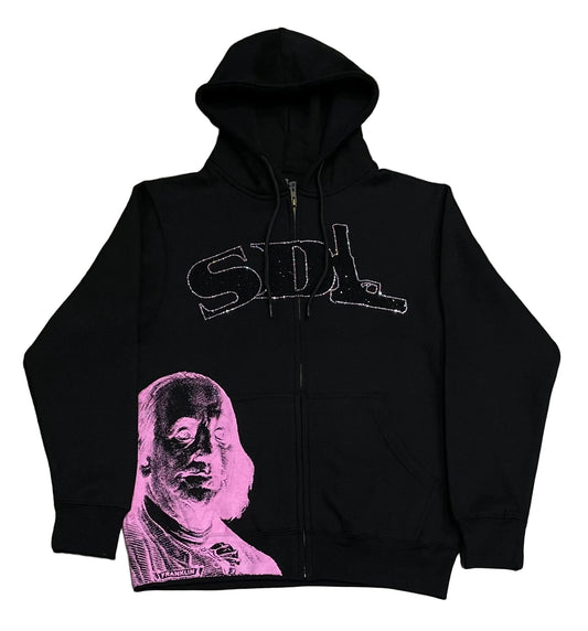 Skys Da Limit Rhinestone Zip Up Black/Pink