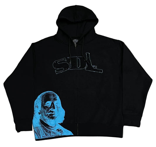 Skys Da Limit Rhinestone Zip Up Black/Blue