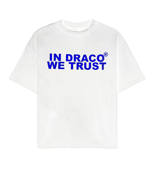 In Draco We Trust Oversized Tee White/Blue