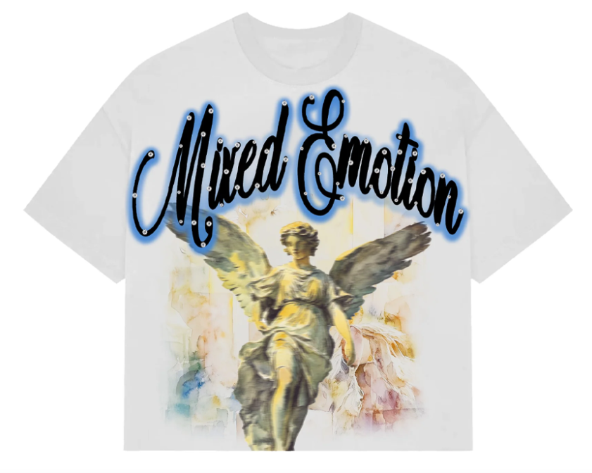 Mixed Emotions Blue Rhinestone Cropped Tee White
