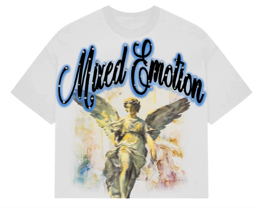 Mixed Emotions Blue Rhinestone Cropped Tee White