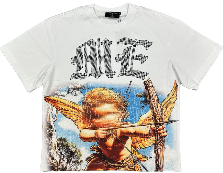 Mixed Emotions Angel Rhinestone Tee White