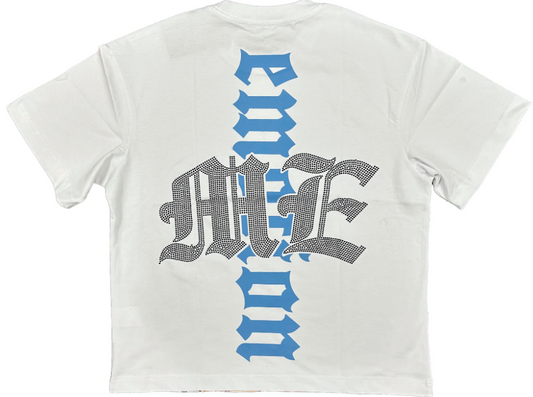 Mixed Emotions Angel Rhinestone Tee White