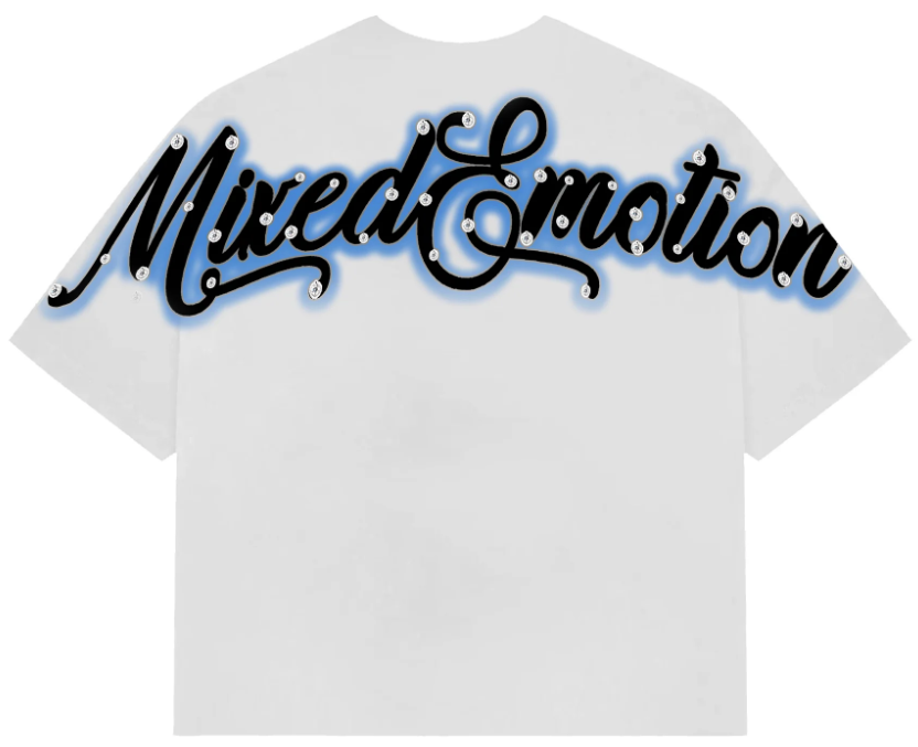 Mixed Emotions Blue Rhinestone Cropped Tee White