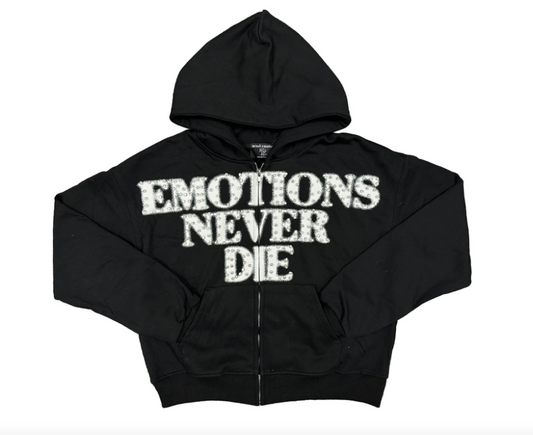 Mixed Emotions Black ‘End’ Rhinestone hoodie