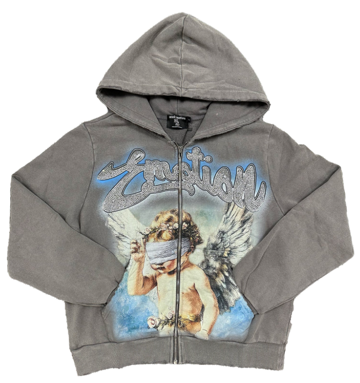 Mixed Emotions Grey “Rhinestone” Hoodie