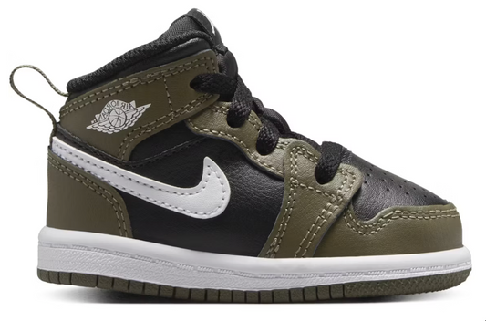 Jordan 1 Mid Black Medium Olive White (TD)