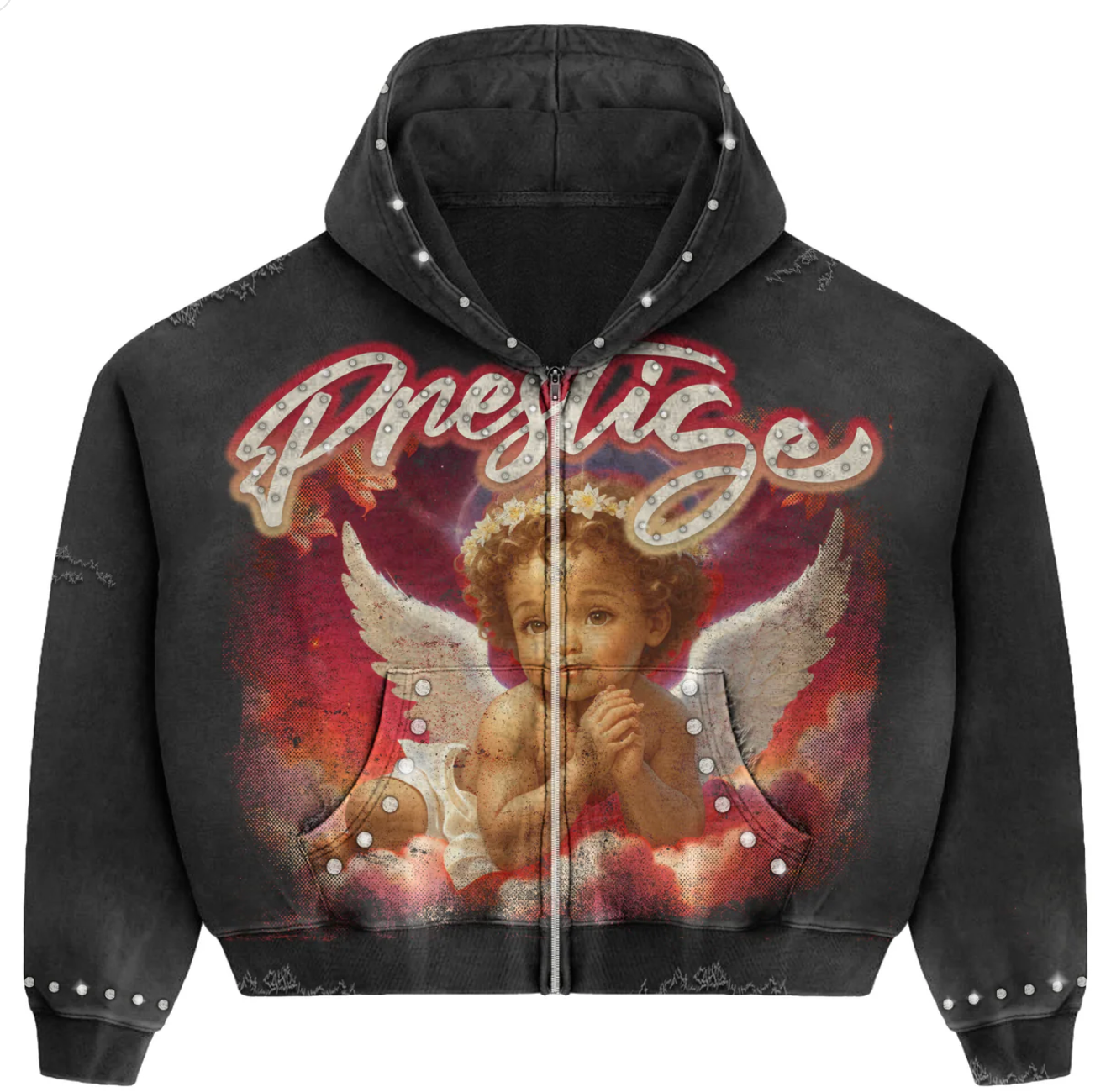 Prestige Collection Black Prestige Angel Hoodie Red
