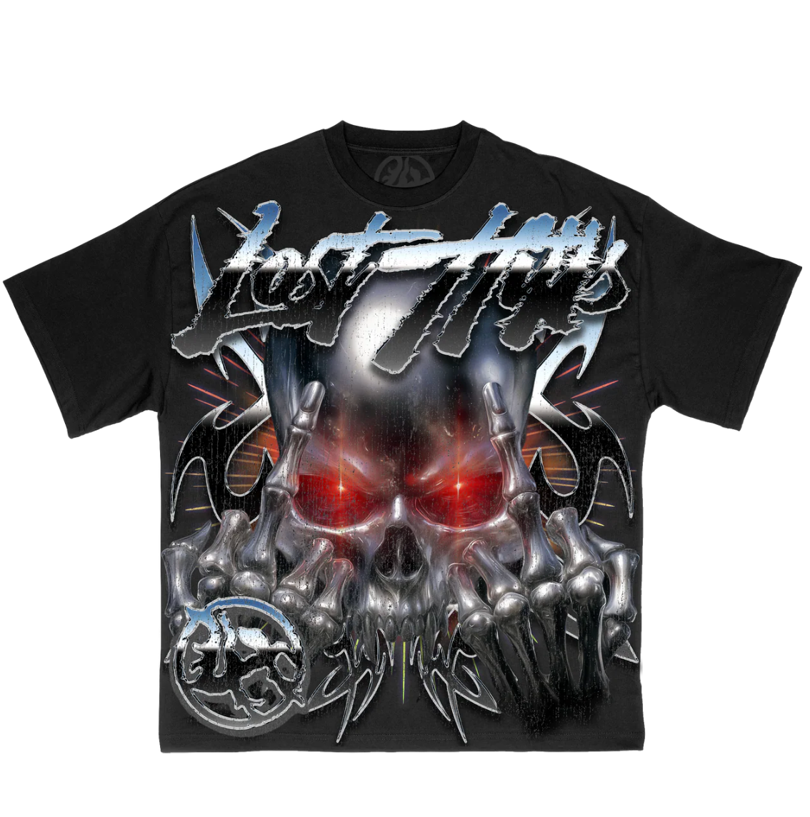 Lost Hills Middle Finger Skull Black Tee