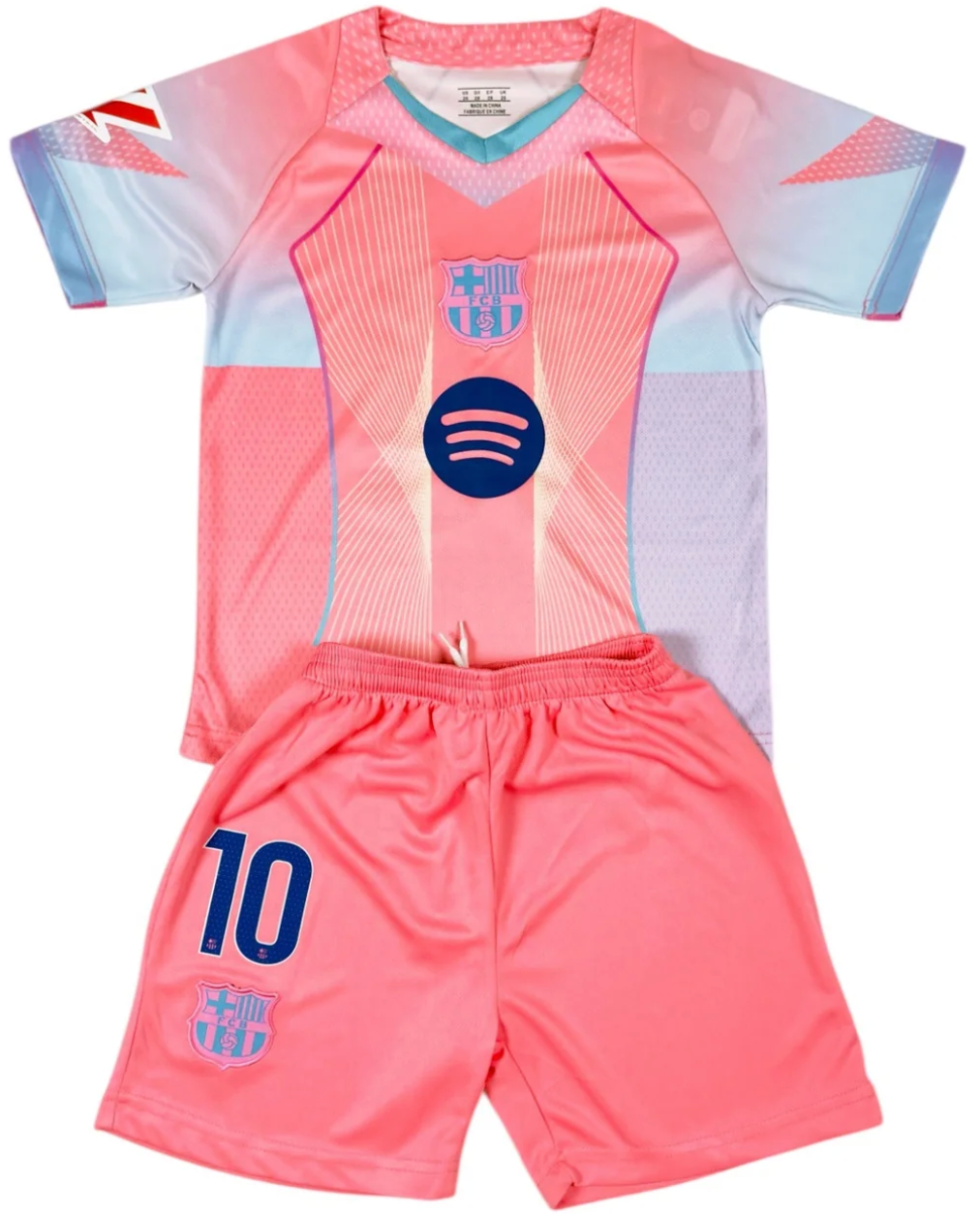 Pink Barcelona Lamine Yamal Kids Jersey Set