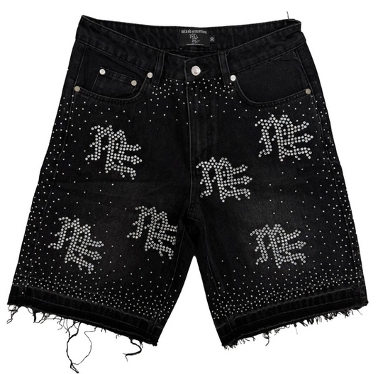 Black Mixed Emotions Rhinestone Denim Shorts