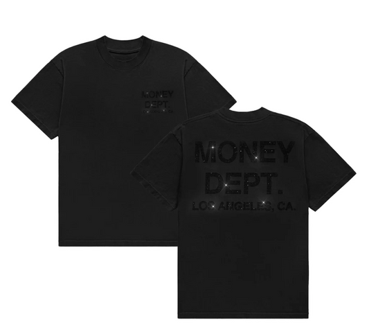 Money Dept. Black & Black Rhinestones T-Shirt