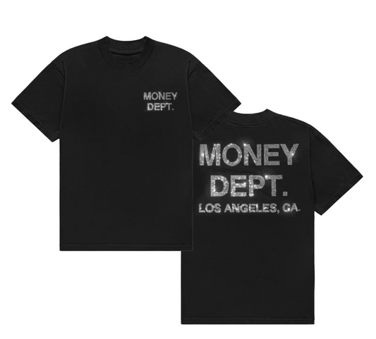 Money Dept. Black & Clear Rhinestones T-Shirt