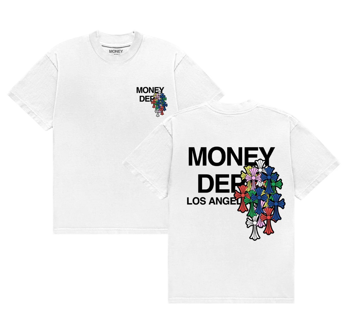 Money Dept. Colorful Crosses White T-Shirt