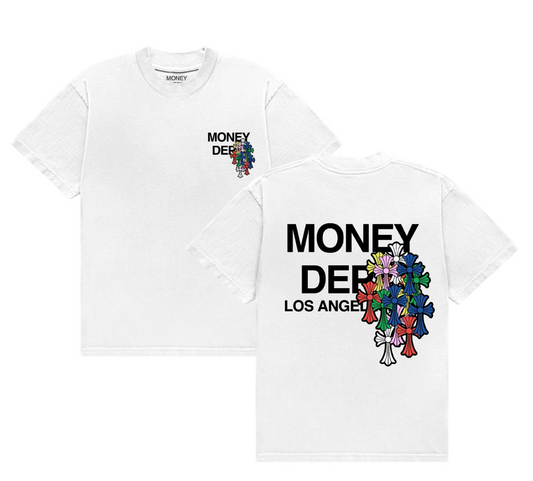 Money Dept. Colorful Crosses White T-Shirt