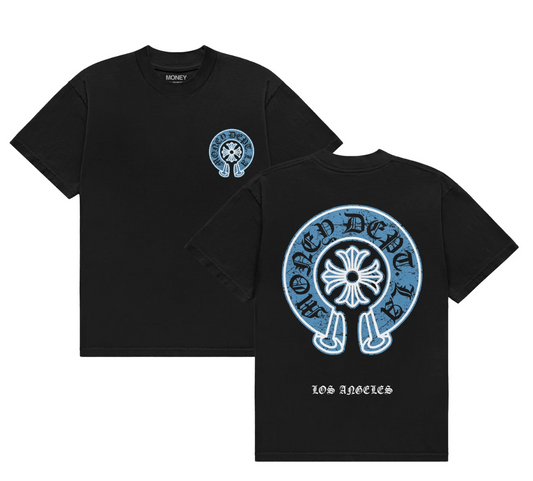 Money Dept. Black & Carolina Blue Old English T-Shirt