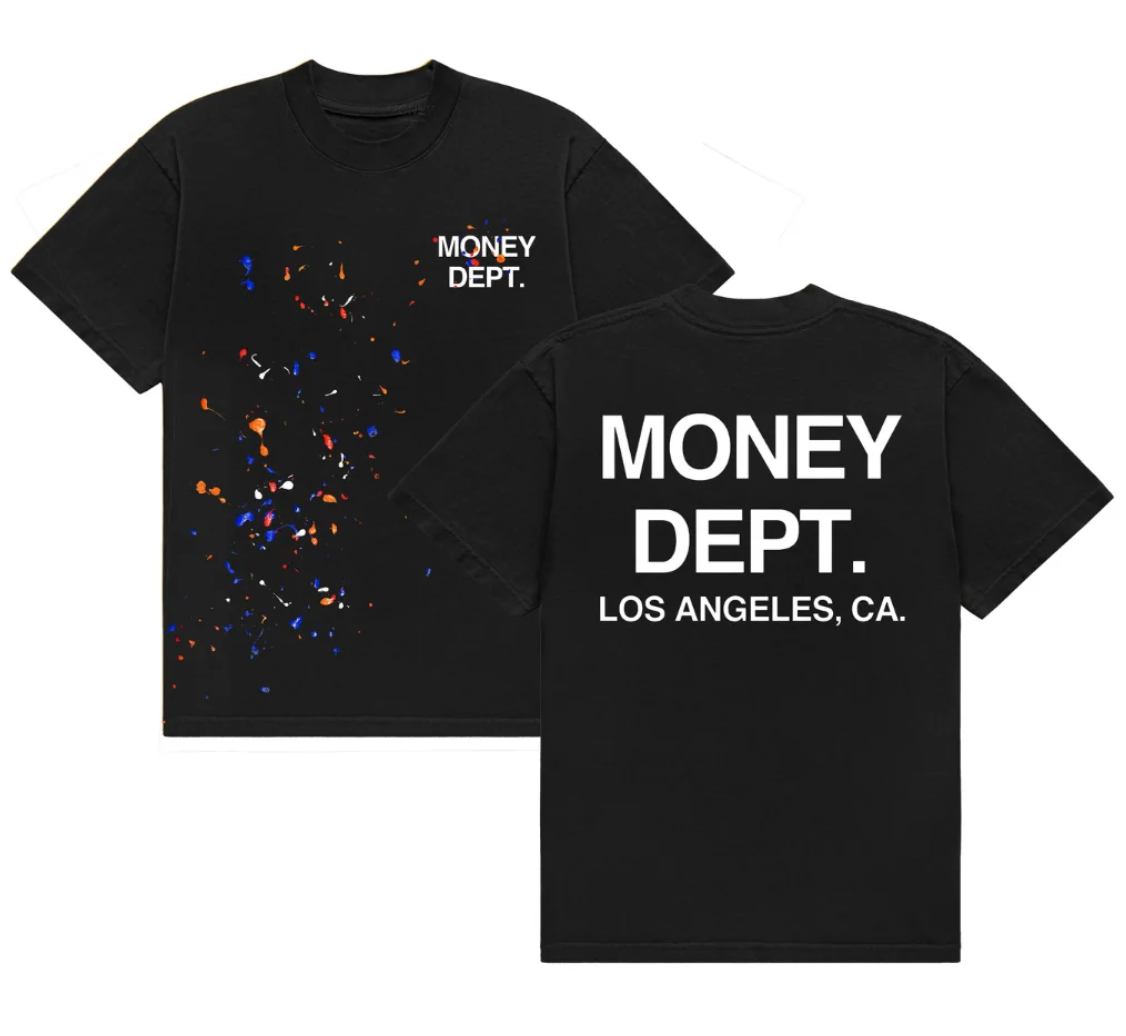 Money Dept. Black & White Paint Splatter Tee