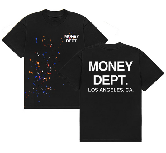 Money Dept. Black & White Paint Splatter Tee