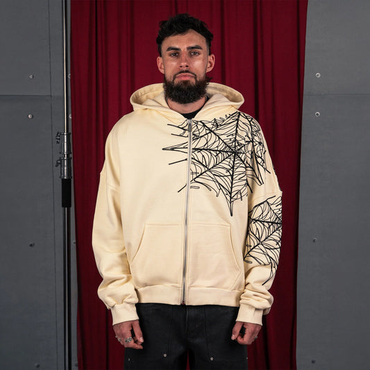 Commons Spider Zip-Up Hoodie Cream