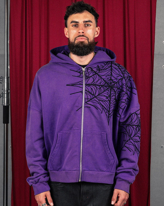 Commons Spider Zip-Up Hoodie Vintage Purple
