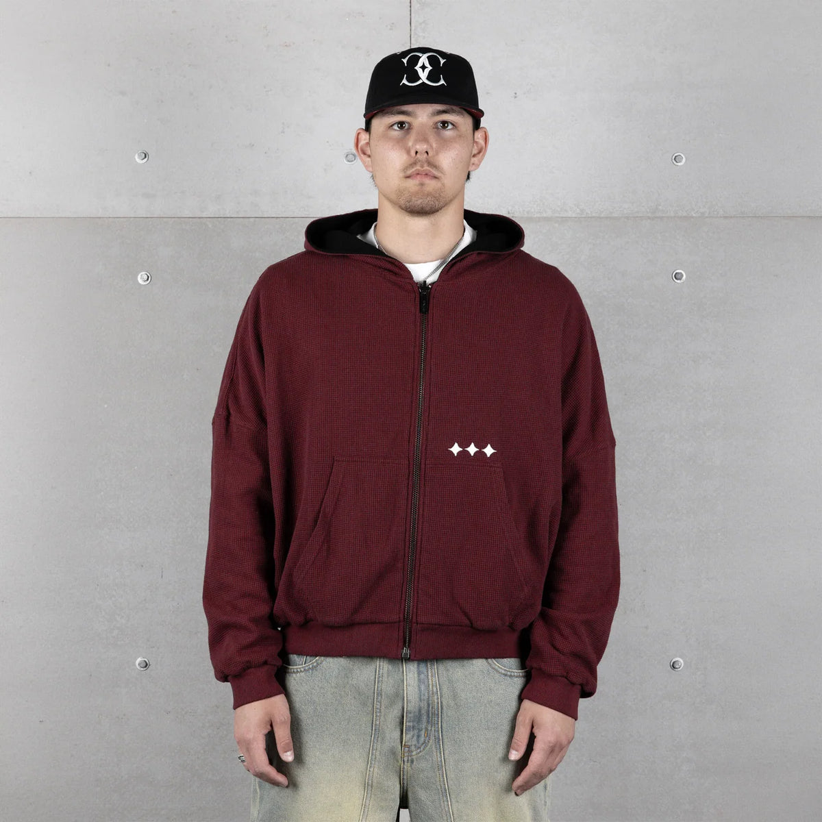 Commons Reversible Thermal Zip Up Hoodie Faded Plum/Black