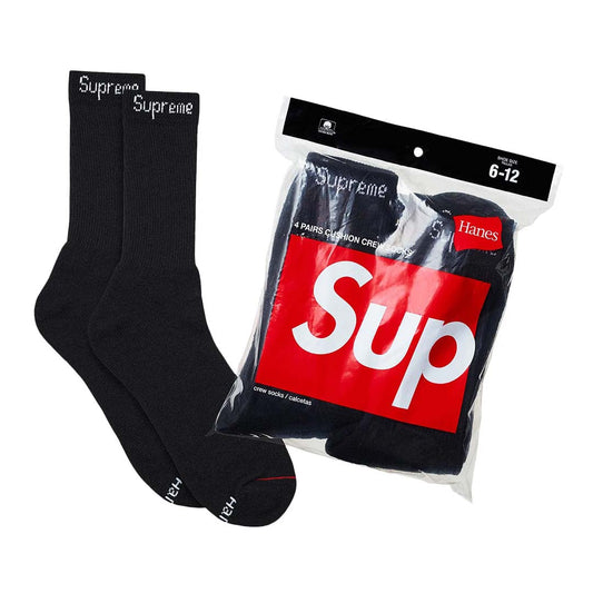 Supreme x Hanes Crew Socks (4 Pack) 'Black'